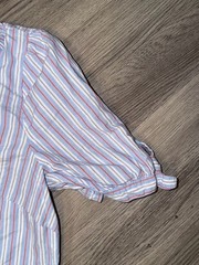 Talbots Women’s Size S Short Tie Sleeve Top Vertical Stripe 100% Cotton Blouse