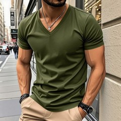 Summer American Style Quick Dry Men V Neck T-Shirt