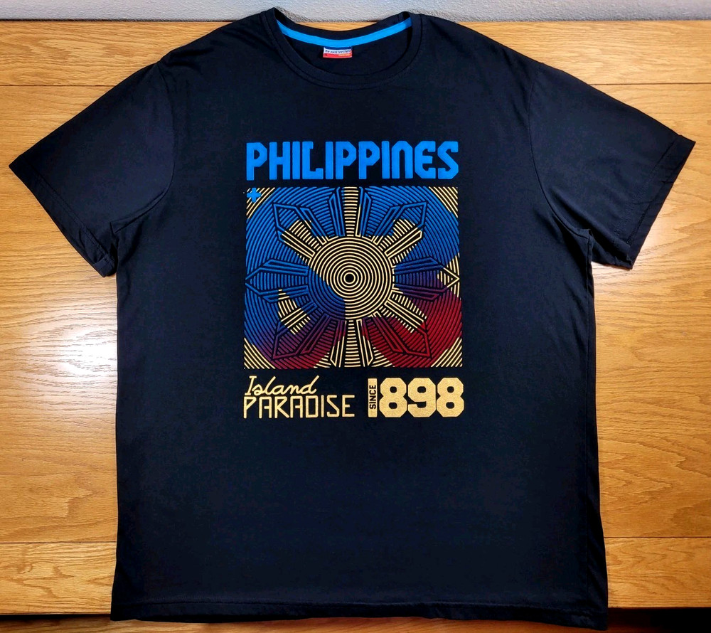 Philippines T-shirt Mens XL Black Gold Adult Casual Athletic Travel Souvenir Tee