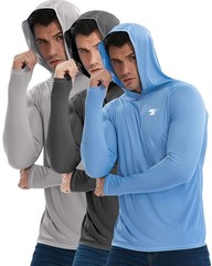 3 Pack Men’s UPF 50+ Sun Protection Lightweight Hoodie Performance Long Sleev…