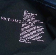 Victoria Secret Loves Me Black Neon Blue Fold Over Yoga Flare Bottom Legging S P