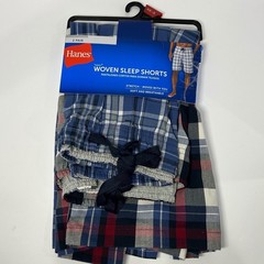 Hanes Mens 2 Pack Woven Plaid Sleep Shorts Blue Red Size Medium