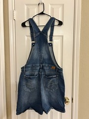 NWOT Ladies Seven7 Denim Cotton Stretch Jean Bib Overall Shorts Size 14