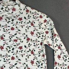 Vintage Blair Shirt S Christmas Holiday Print Mock Neck Grandmacore Floral Print