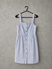 J. Crew Seersucker Dress Blue White Striped Button Front Women Size 12