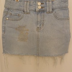 ar•class Girls Blue Denim Mini Skirt S (6/7) Hello Kitty Cat Rhinestone