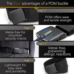 Men’s Adjustable Tactical Belt, TSA Approved Metal-Free Elastic Stretch Belt