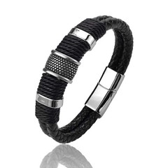 Sleek Magnetic Clasp Leather Bracelet Fits Casual & Professional Work Outfits