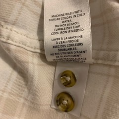 Frank And Oak Organic Cotton Plaid Flannel Shirt Cream Beige