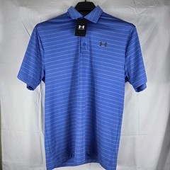 Under Armour Playoff Polo Mens Medium Blue Striped Golf Shirt NWT