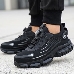 Men Steel Toe Cap Work Safety Shoes Rotating Button Comfort Breathable Sneakers