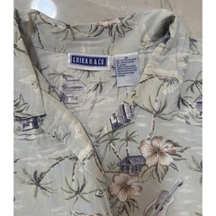 Erika II & Co Womens 3X Tropical Hawaiian Shirt Sage Green Cotton Rayon Blend 79