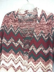HANNAH Sweater Womens Small Multicolor Cardigan Long Duster Colorful Geometric