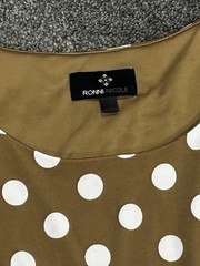 Ronni Nicole Tan White Polka Dot Dress Sleeveless Summer Size Large