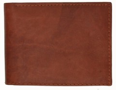 RFID Blocking Brown Genuine Leather Men’s Bifold Wallet 2 Center Flap New