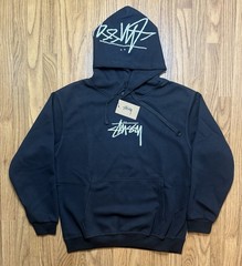 Stussy Embroidered Logo Hoodie Color Black Size Medium