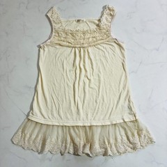 Axes Femme Ivory Lace Ruffle Tank Top M Japan