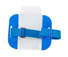 High Quality Reflective Arm Band Photo ID Badge Holder Vertical w/ Elastic Band