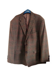 Men’s SKOPES Montrose Tweed Wool Blend Brown Check Blazer Jacket Country 50S