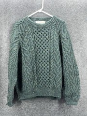 Athena Designs Sweater Wool Fisherman Irish Handknit Made In Ireland – Green