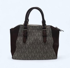 Michael Kors Monogram Satchel/Top Handle Zip Bag, Gold Hardware, Strap, Charm