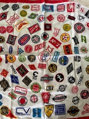 VTG 50s State Railway Train Logo Travel Scarf Made in Japan