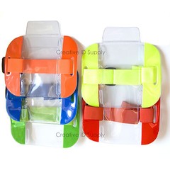 High Quality Reflective Arm Band Photo ID Badge Holder Vertical w/ Elastic Band