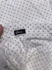 Howe Men’s Geometric Pattern Cotton Snap Shirt White Black Short Sleeve L