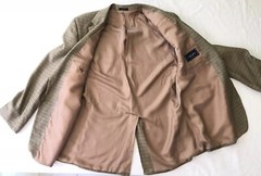 Chaps Two Button Blazer Sport Coat Suit Jacket 44R Brown Gray EUC PolyRayon