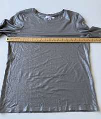 Chico’s Touch Of Cool Silver Foil Metallic Long Sleeve T-Shirt Sz 1 (US Medium)