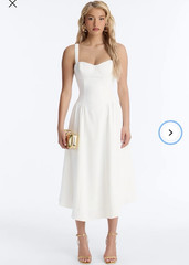Fashion Nova White Sweetheart Neck Strappy Sleeveless A-Line Midi Dress L