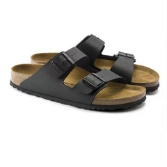 Birkenstock Arizona Birkibuc Leather Soft Footbed Unisex Clog Black Casual Shoes