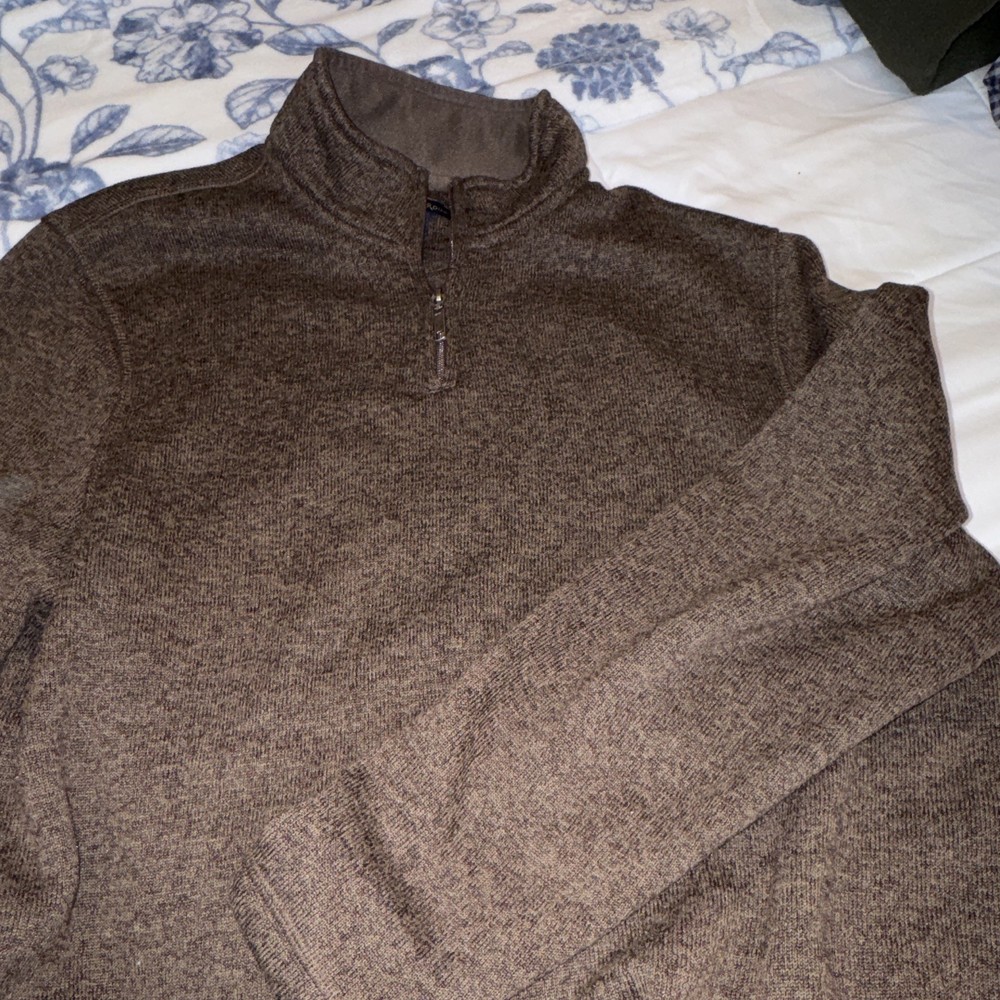 Club Room Men’s 1/4 Zip Mock Neck Pullover Knit Sweater Solid Brown XL Regular