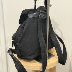 PRADA Nylon Small Backpack Black Triangle Logo Drawstring Flap Buckle Authentic