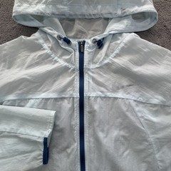 Nike Jacket Womens M Blue Windbreaker Hooded Lightweight Reflective Zip Pockets