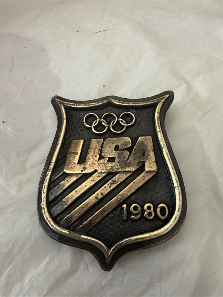 Olympic Belt Buckle Team USA 1980 Bergamot Brass Works Sports Collectible VTG