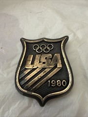 Olympic Belt Buckle Team USA 1980 Bergamot Brass Works Sports Collectible VTG