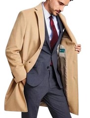 Brooks Brothers Mens Wool Overcoat Coat 38S Camel Tan