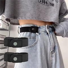 2 Pack No Buckle Elastic Belt Invisible Loop Belt for Jeans Pants*