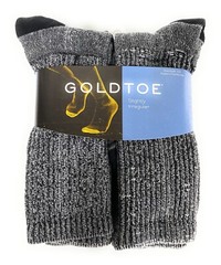 GOLD TOE 6 Pack Men’s Athletic Crew Socks Black White Grey Size 6-12 Irregular