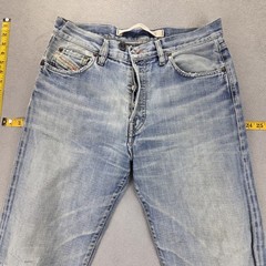 Diesel Jeans Mens 32×27 Blue Regular Straight Light Wash Distressed Made Italy