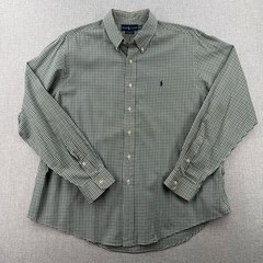 Ralph Lauren Mens XXL Custom Fit Gingham Check Button Down Shirt Green Navy Ivy