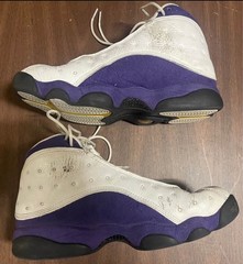Jordan Air Jordan 13 Mid Top Sneakers White Purple Black Lace Up Leather