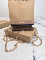 NWT Coach Mini Wallet On A Chain Signature Canvas With Charms C6650 With Box