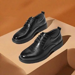 Men’s Genuine Leather Shoes British Style Thick-Soled Business Interview Wedding