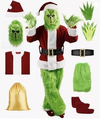 Christmas The Grinch Complete Costume Santa Claus Costume Adult (SIZE: L- 2XL).