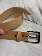 Horween Natural Veg Tan Horsehide 10oz Leather Work Belt 1.5 Inch Nickel Buckle