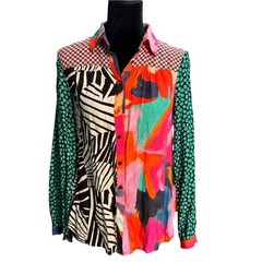 MaEve Anthropologie The Liz Multicolor Patchwork Button-Down Shirt _ Size XXS