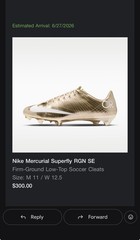 Nike Mercurial Superfly 1 RGN FG SE CR7 Gold Size 11 CONFIRMED PRESALE