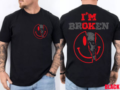 Confused Smile I’m Broken Invisible Illness I’m OK Broken 2 Sides T-Shirt